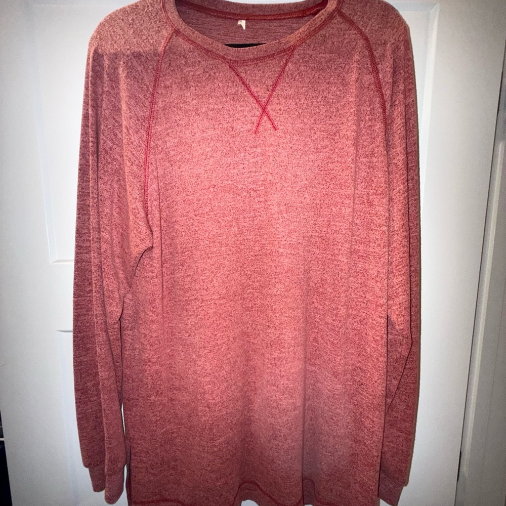 Women’s Heathered Red Long-Sleeve Crew Sweater